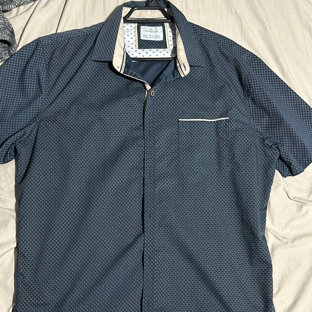 Men's Blue Craft & Flow Patterned Shirt